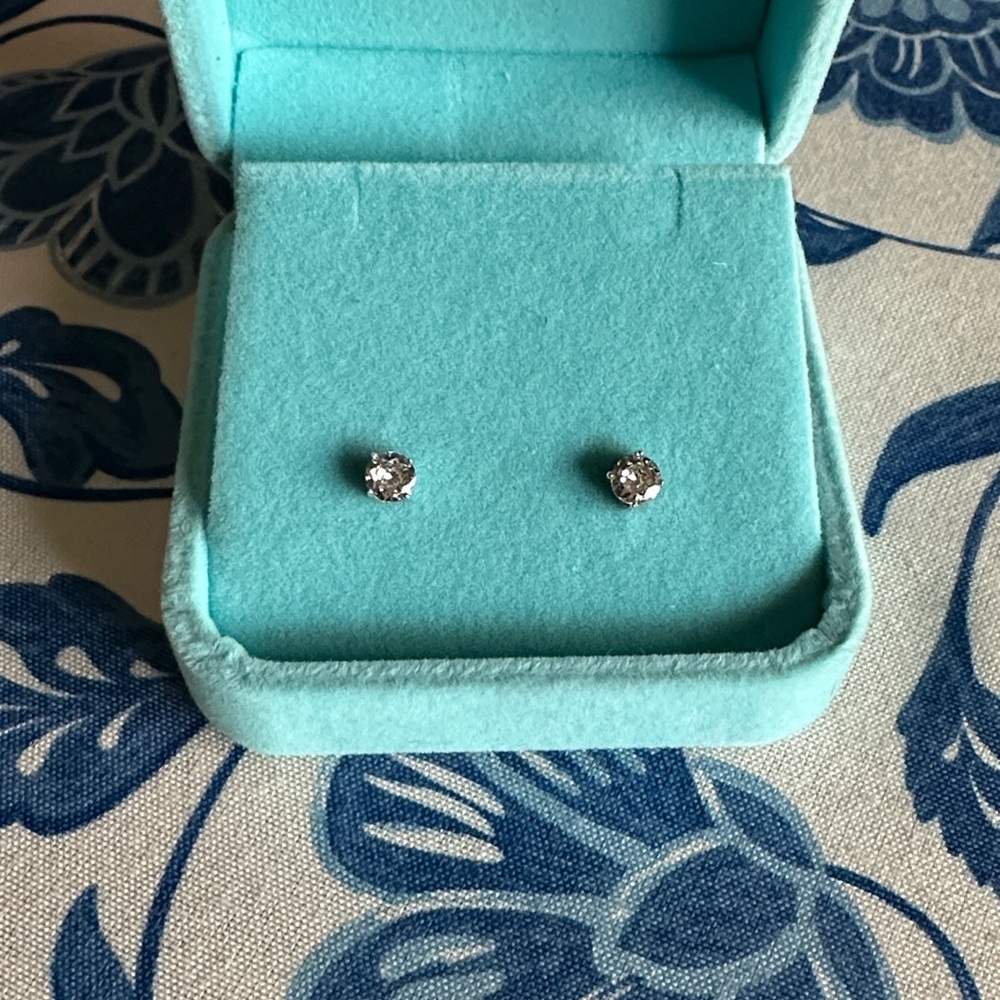 Moissanite, Sterling Silver Stud Earrings